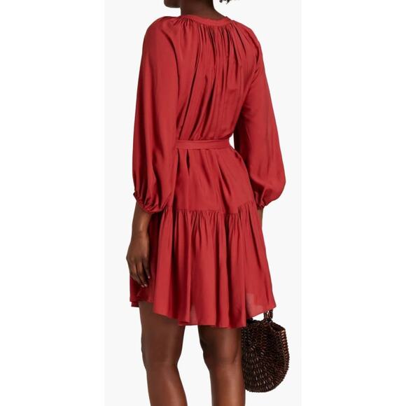New JETS Australia Woven Tiered Mini Dress $210 SIZE 6 Brick - Picture 3 of 5